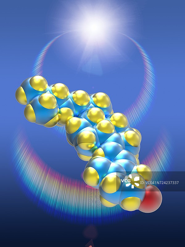 维生素D分子和太阳耀斑，艺术作品图片素材