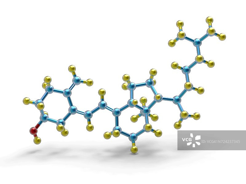 维生素D分子和太阳耀斑，艺术作品图片素材