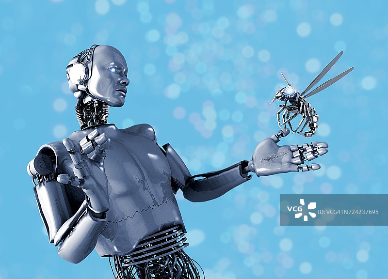 安卓机器人和机器人昆虫图片素材