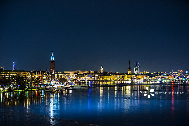 斯德哥尔摩夜景城市风光图片素材