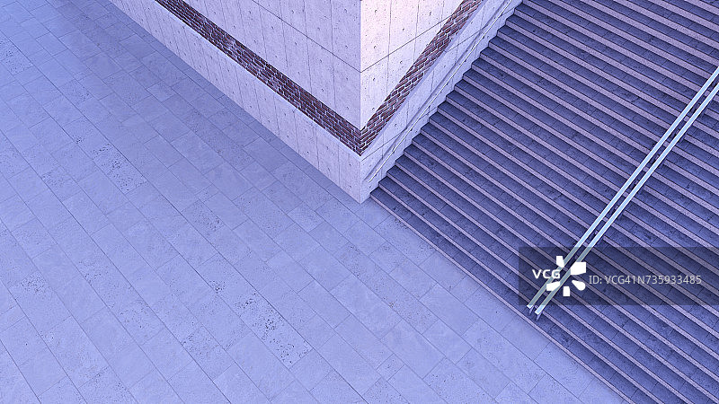 从上方看到的暮色下的阶梯，3D渲染图片素材