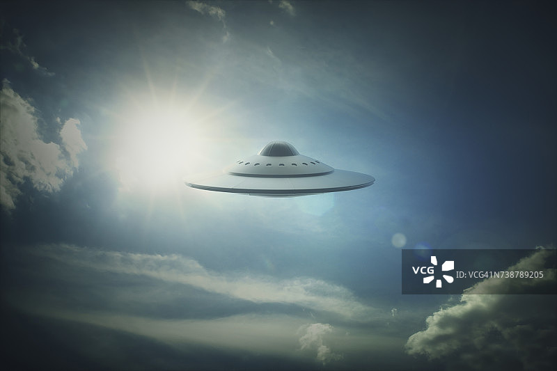 天空中的不明飞行物插画图片素材