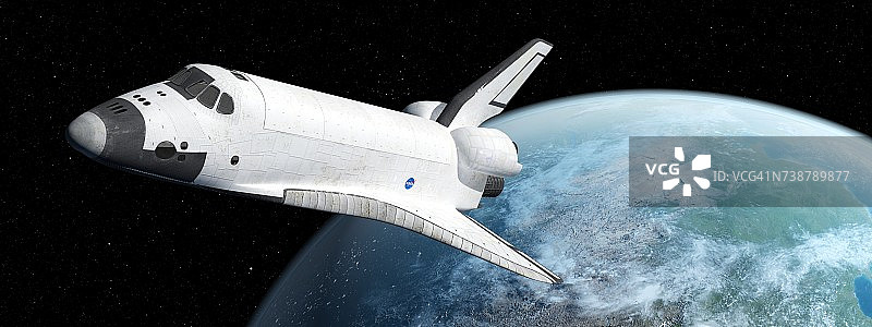 带有遥远行星的航天飞机插图图片素材