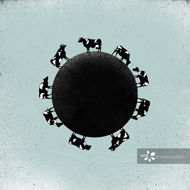 田野上牛群的小星球图像图片素材