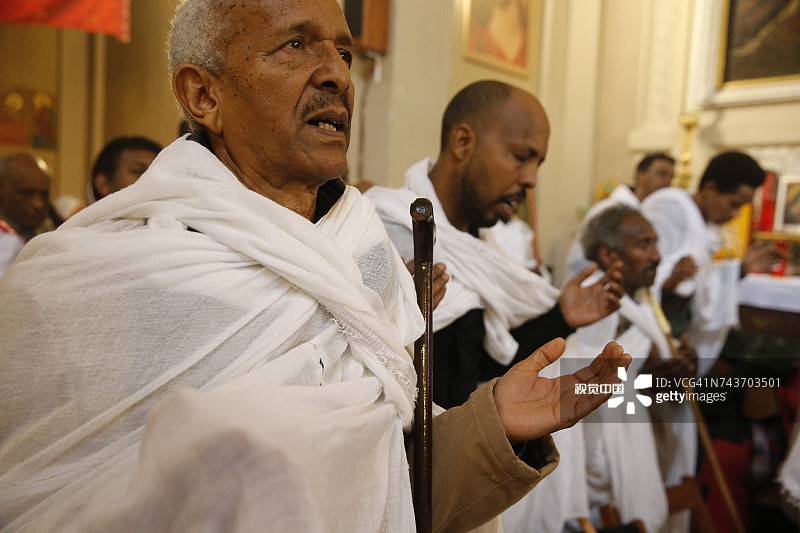 意大利圣玛利亚教堂的科普特厄立特里亚教堂周日庆祝活动图片素材