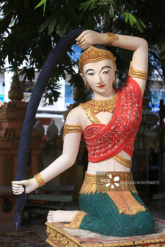 大地女神帕梅托拉尼佛陀守护者雕像。万象西蒙寺。老挝。老挝。图片素材