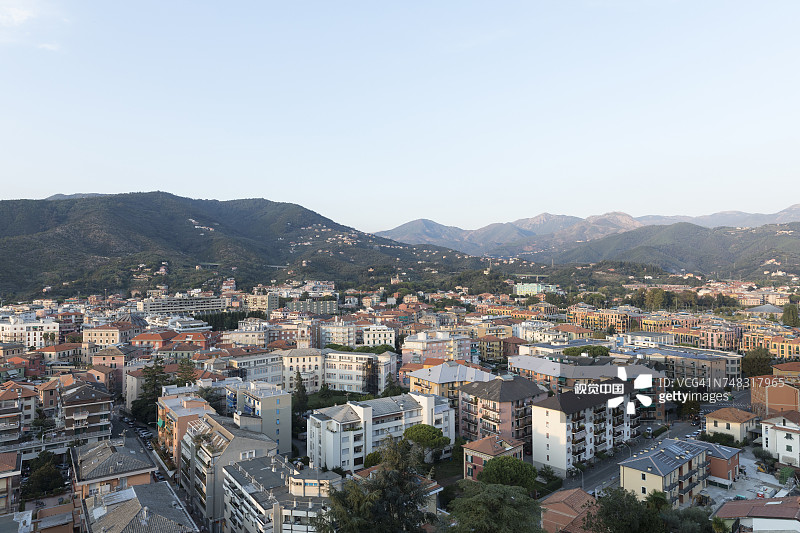 风景优美的城市景观，塞斯特里莱万特，利古里亚，意大利图片素材