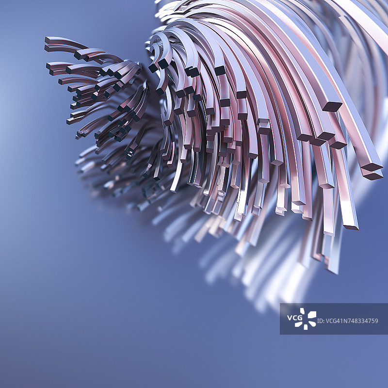 3D渲染：金属线波浪延伸图片素材