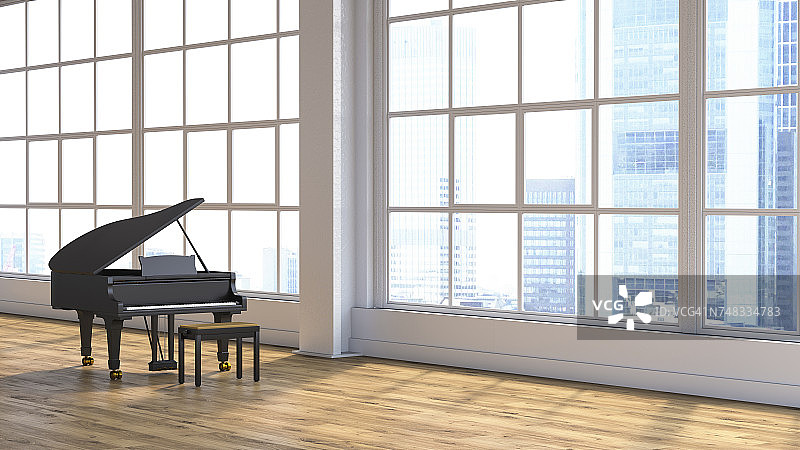 音乐厅内的三角钢琴图片素材