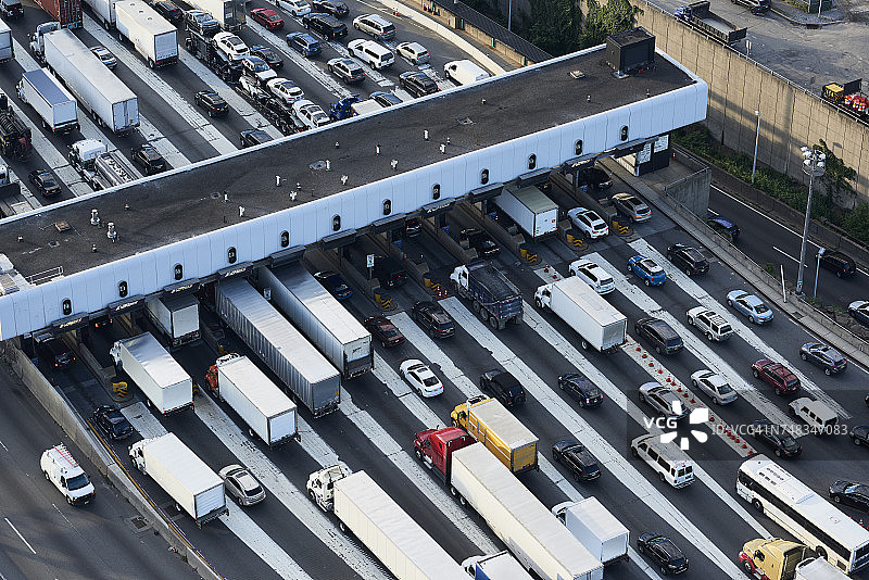 美国新泽西州李堡，早高峰时段的交通，航拍图片素材