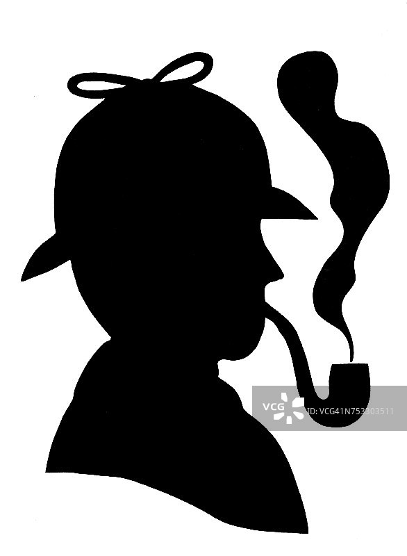 夏洛克·福尔摩斯与烟斗插画图片素材
