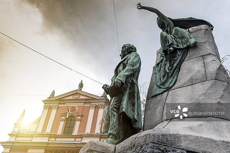 斯洛文尼亚卢布尔雅那的普列舍伦纪念碑图片素材