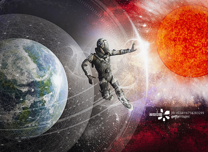 漂浮在外太空力场中的士兵图片素材