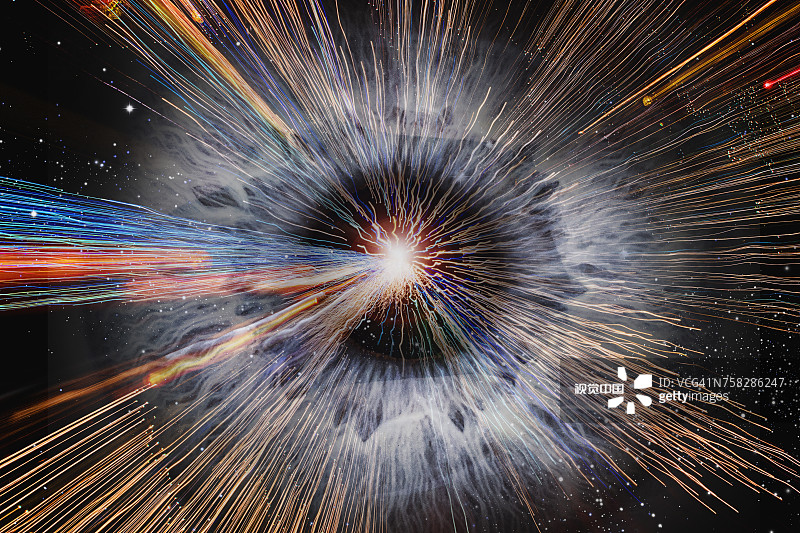 外太空眼睛发出的光束图片素材