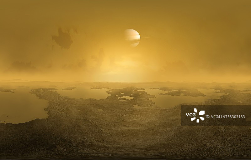 泰坦星上的湖泊插画图片素材