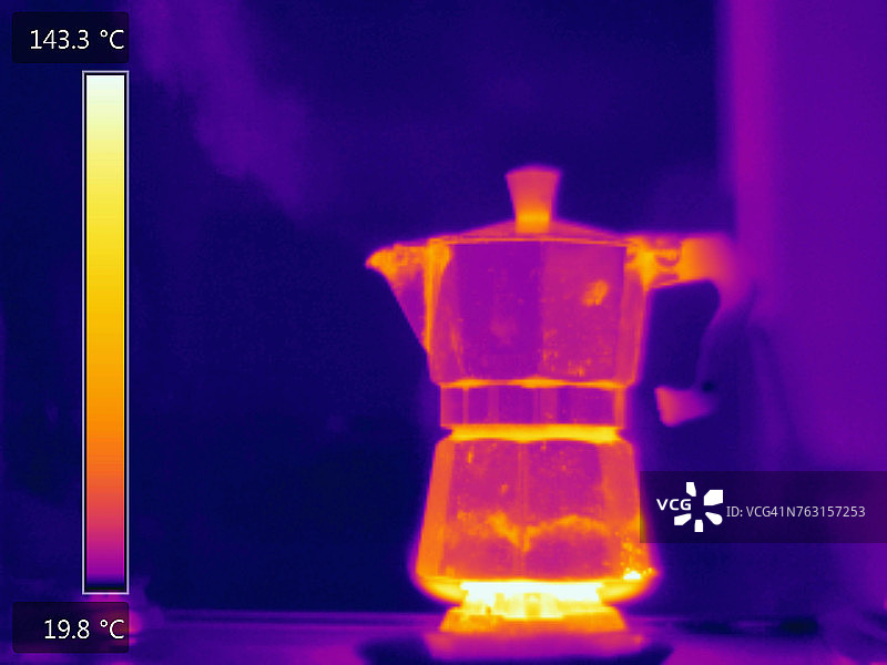 咖啡壶热成像图片素材