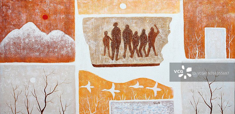 人与自然和谐插画图片素材