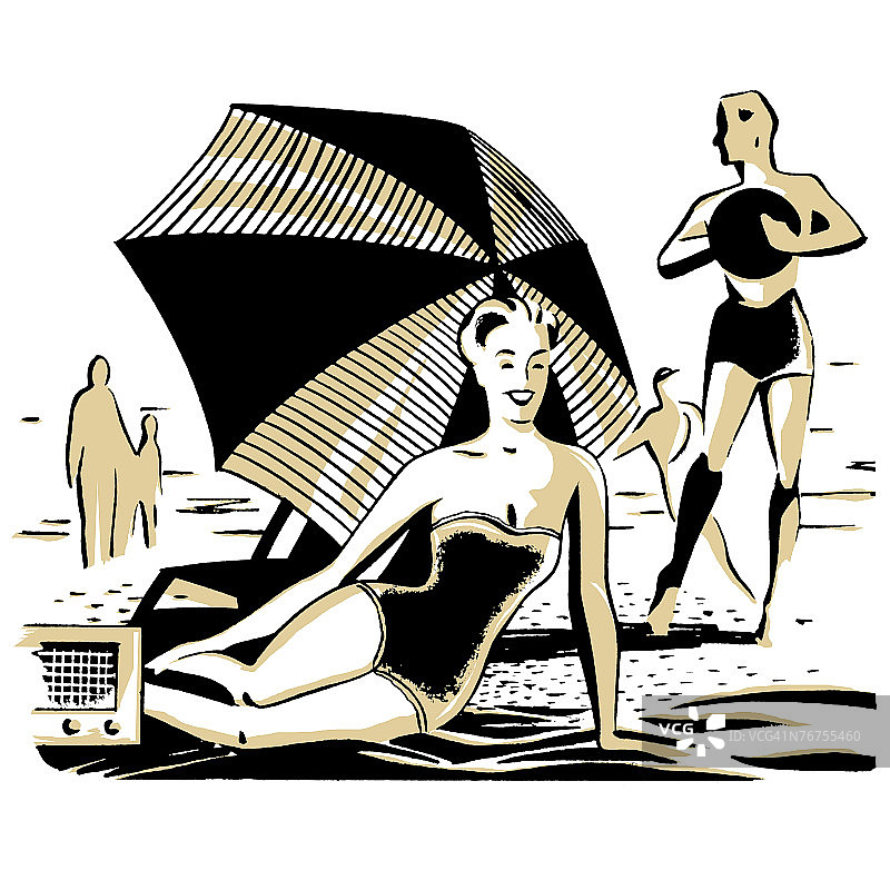 在海滩上的女人图片素材