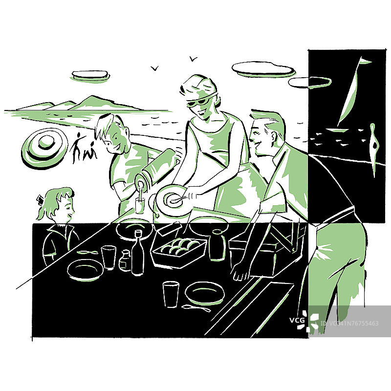 户外家庭野餐图片素材