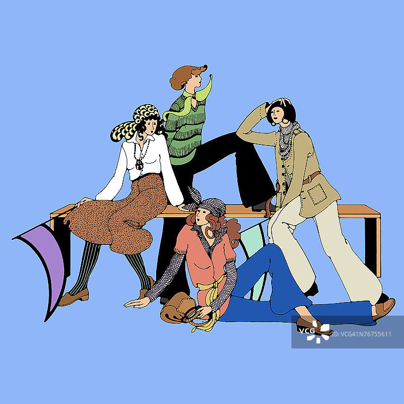 身着复古服装的人们图片素材