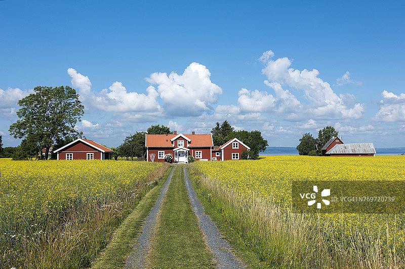 通往农舍的泥土路图片素材