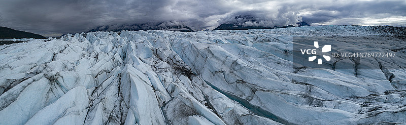 美国阿拉斯加州帕默市克尼克冰川的冰川全景图片素材