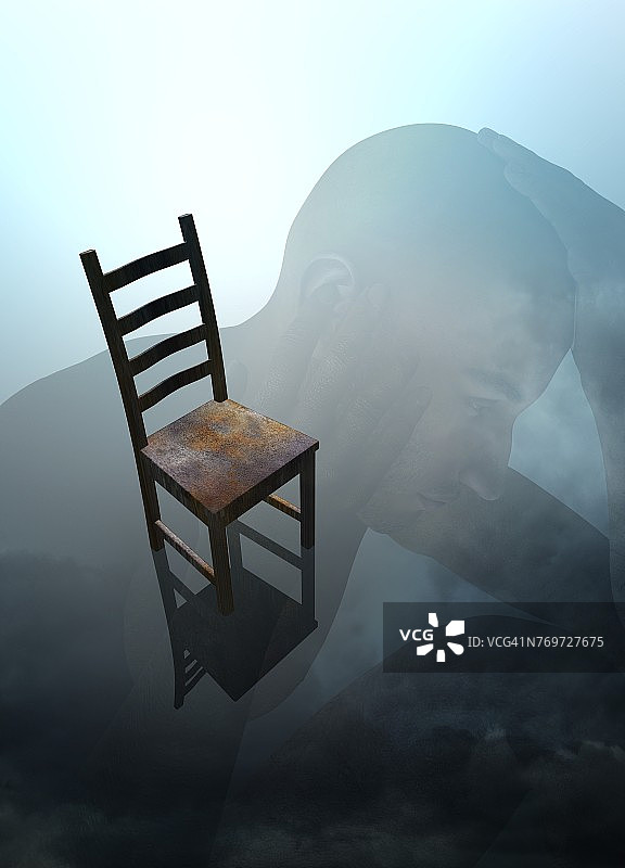 双手抱头的插画人物图片素材