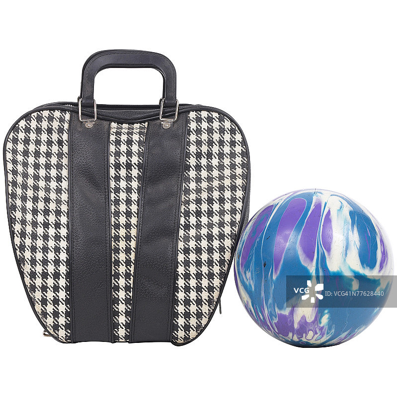 蓝色保龄球和格子包图片素材