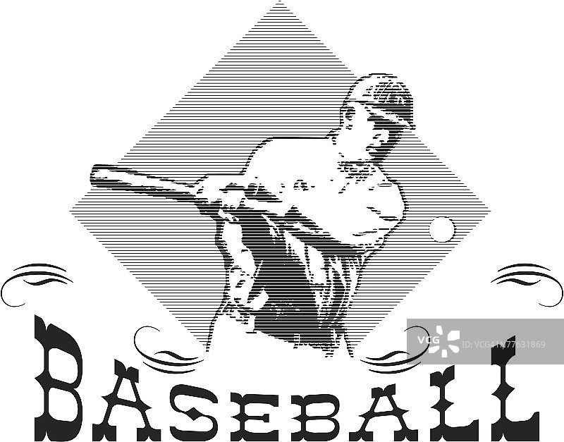 挥棒击球的棒球运动员图片素材