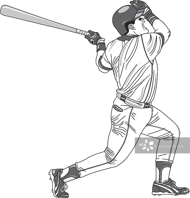 击球手观看击球后的球图片素材