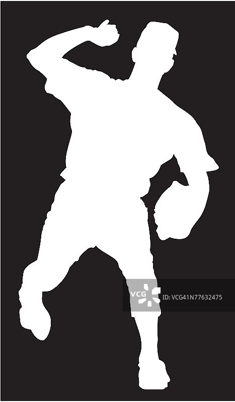 黑色背景下的棒球投手剪影图片素材