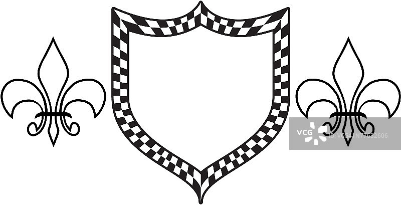 鸢尾花和格子盾牌图片素材