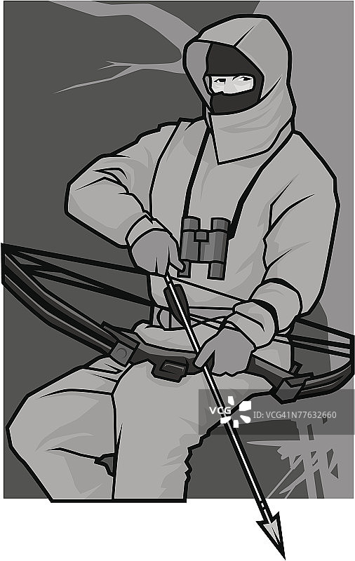 树上拉弓的猎人图片素材