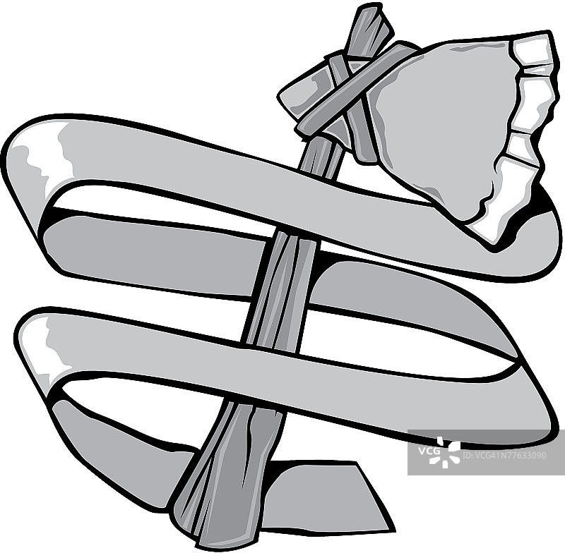 带横幅榫眼的粗制斧头图片素材