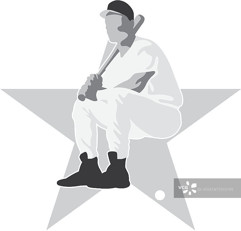 带有叠加星星的棒球运动员图片素材