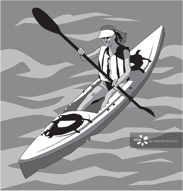 划皮划艇的女子图片素材