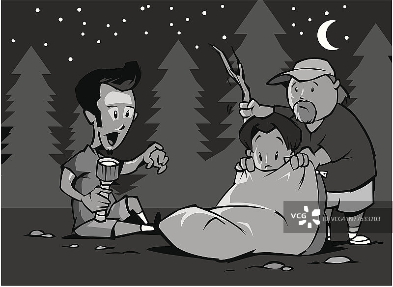 露营者在户外讲恐怖故事图片素材