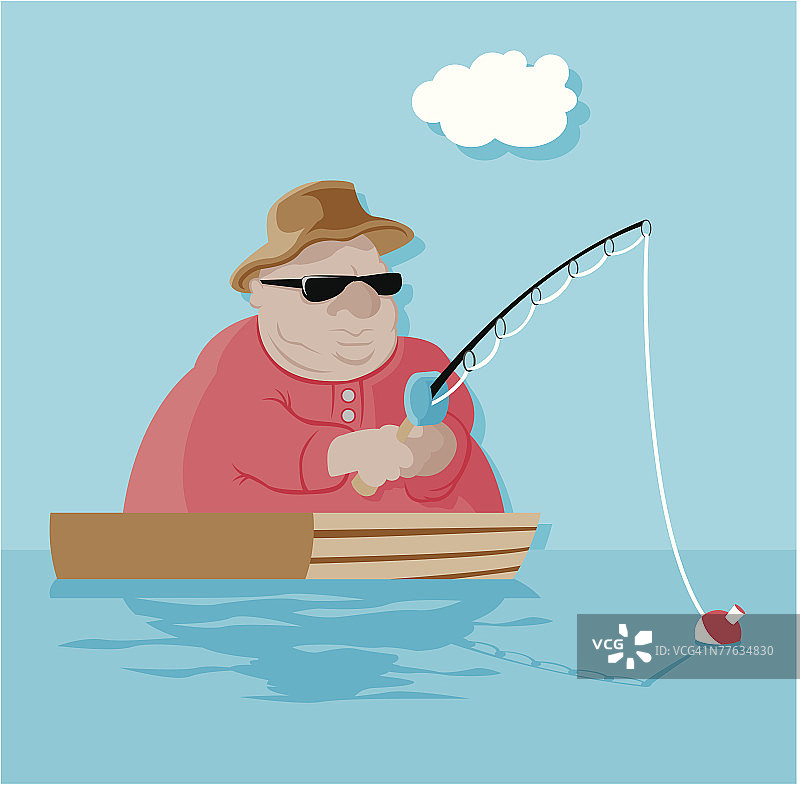 男人在小船上钓鱼图片素材