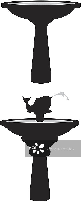 鸟浴池剪影图片素材