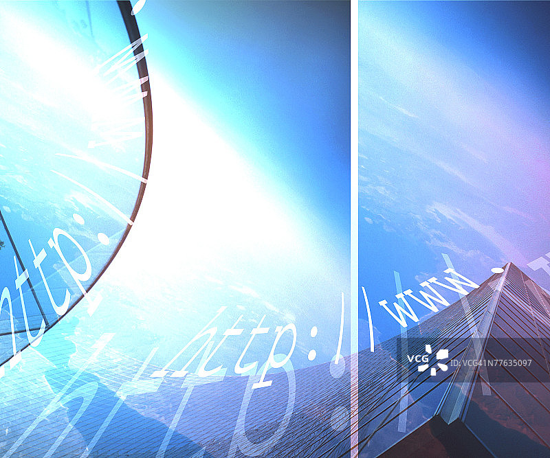 蓝色天空下的建筑文字图片素材