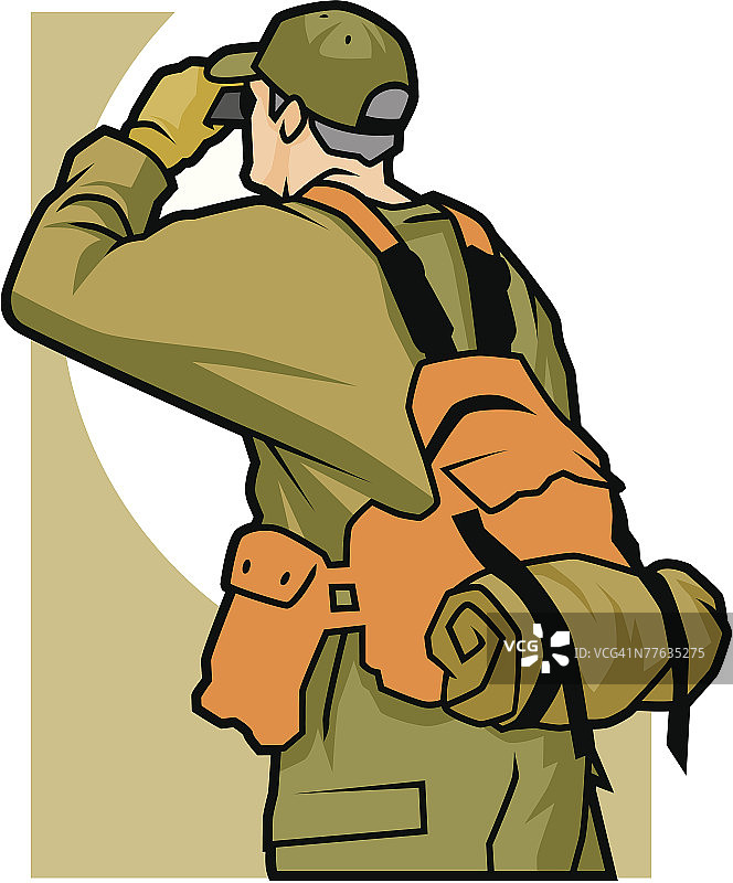 用双筒望远镜观察的男人图片素材