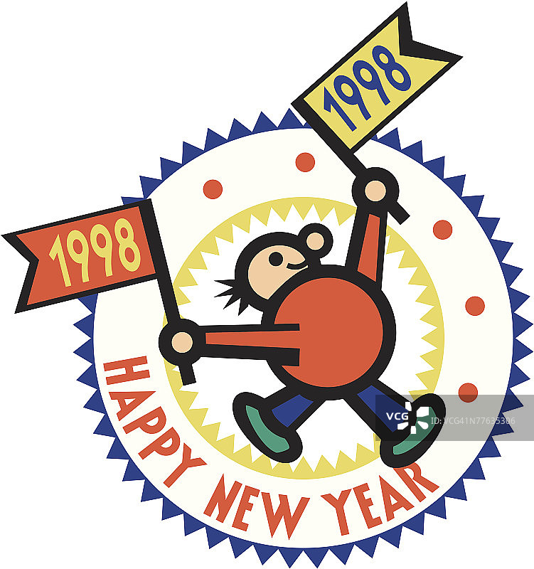 新年快乐：男人举着标牌图片素材