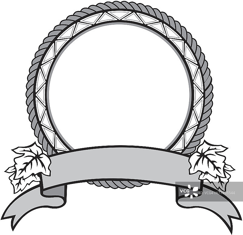 带树叶的绳索边框图片素材