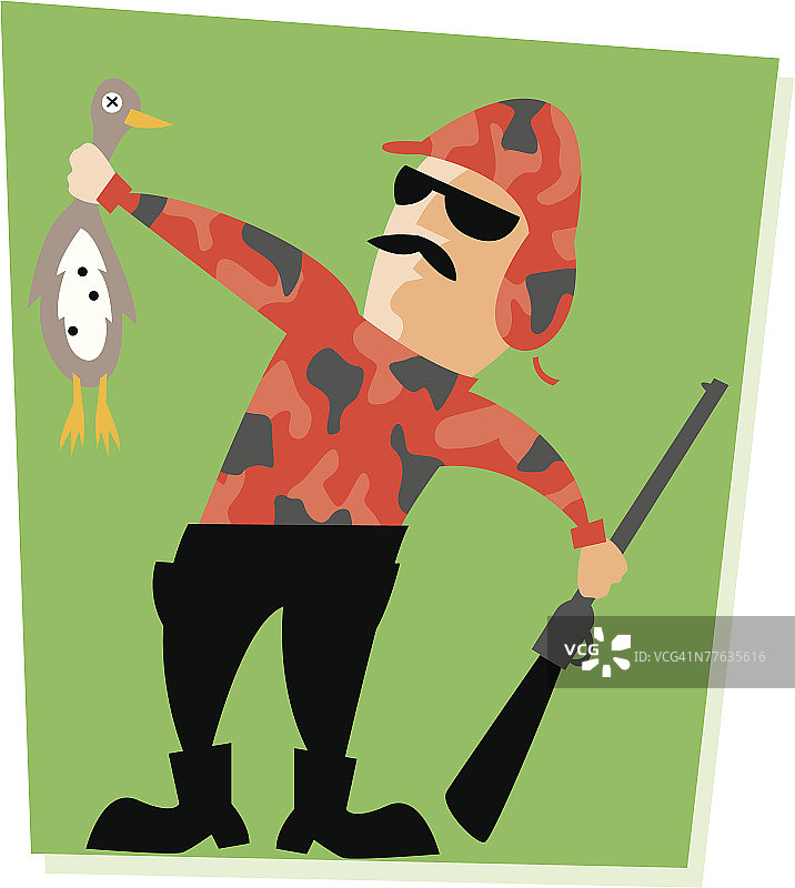 猎人拿着鸭子和步枪图片素材