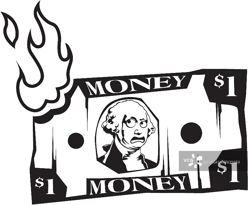 燃烧的纸币图片素材