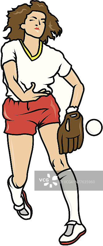 女子垒球投手低手投球图片素材