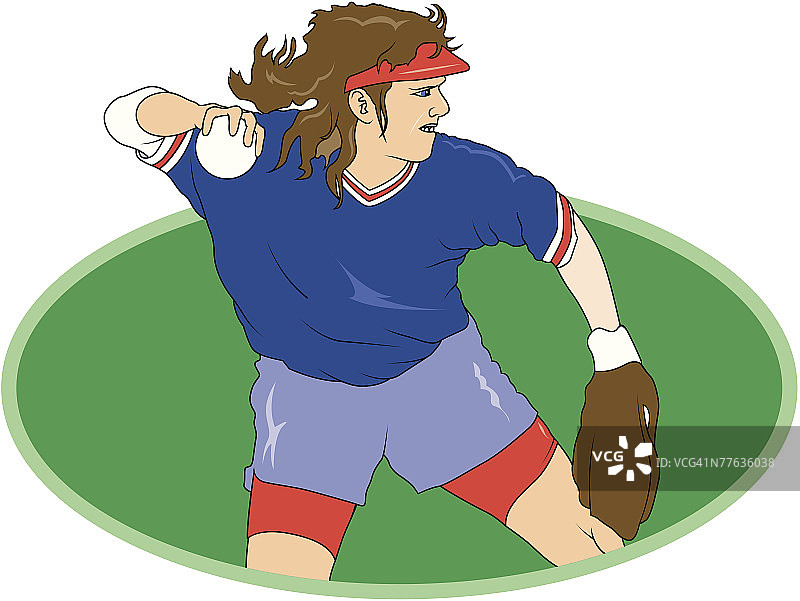 投球的女垒球员图片素材