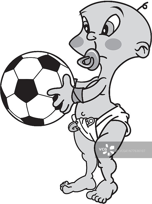 抱着足球的婴儿图片素材