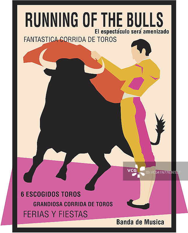 奔牛节与公牛和斗牛士图片素材