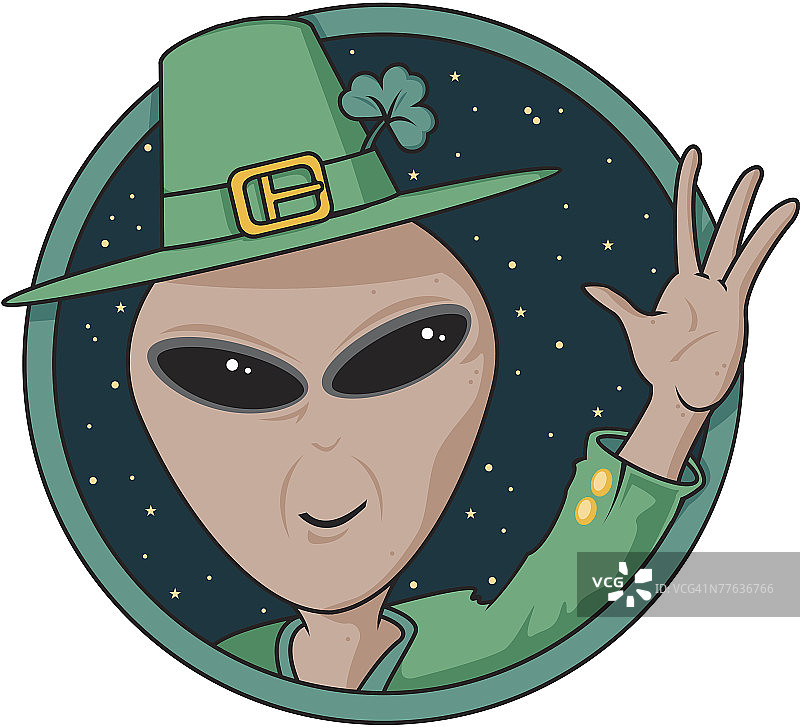 为圣帕特里克节盛装打扮的外星人图片素材
